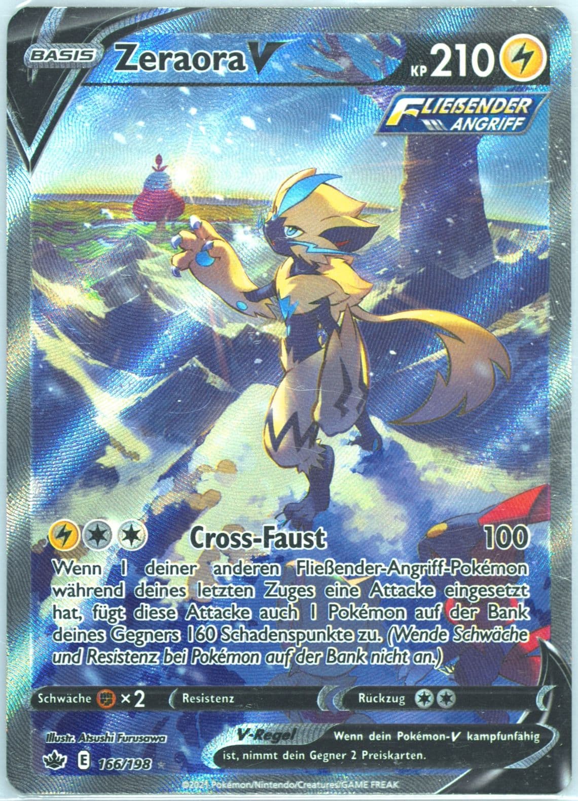 Full Art/Zeraora V German (166) 2021 Pokemon Sword & Shield Chilling Reign