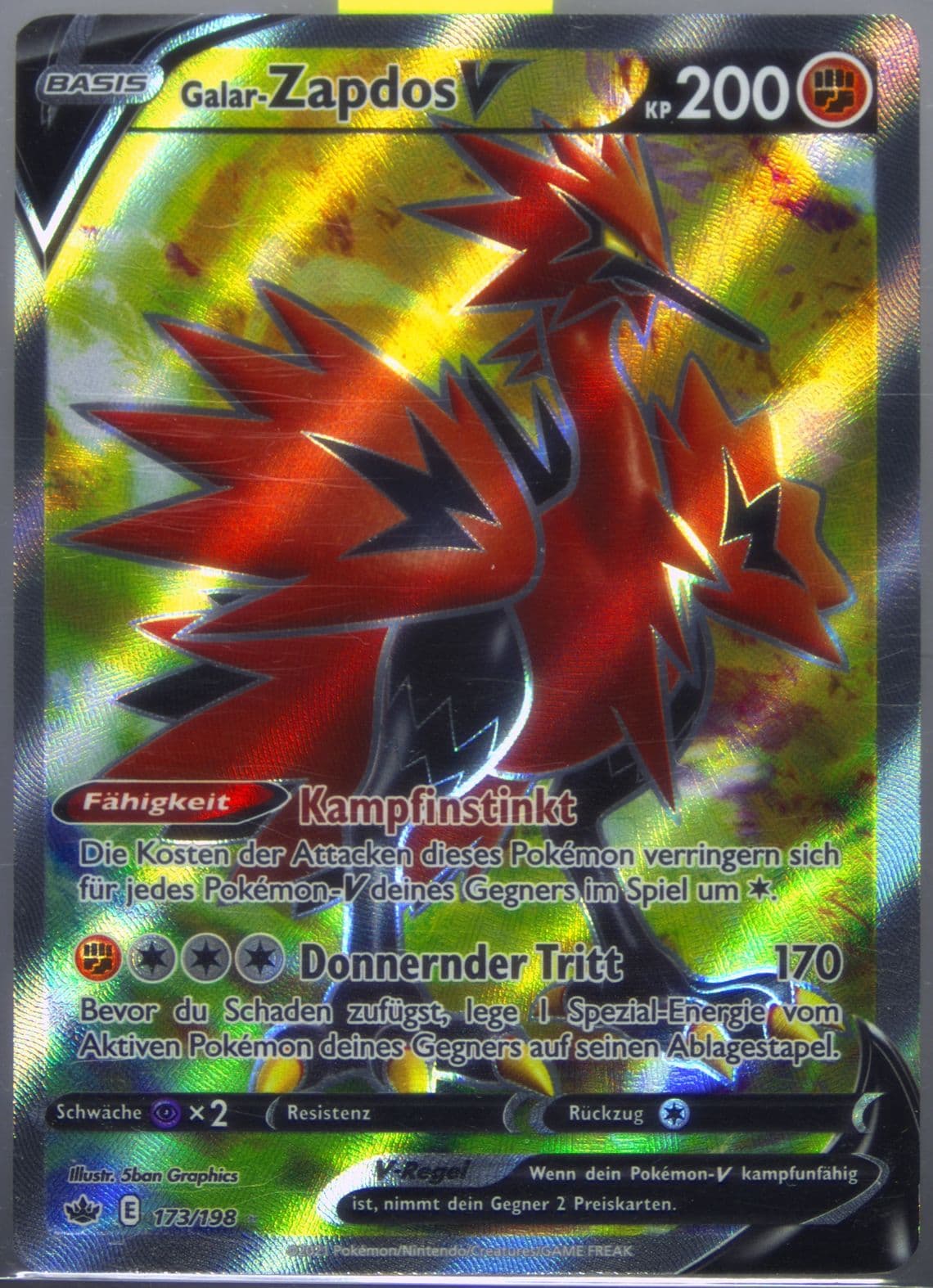 Full Art/Galar-Zapdos V German (173) 2021 Pokemon Sword & Shield Chilling Reign