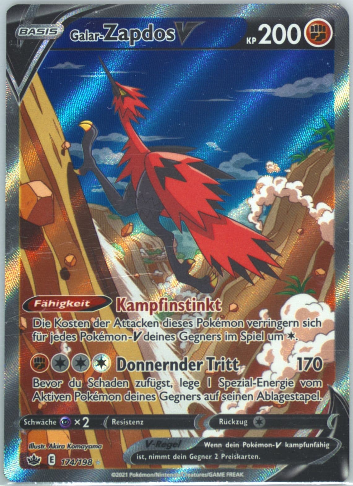 Full Art/Galar-Zapdos V German (174) 2021 Pokemon Sword & Shield Chilling Reign