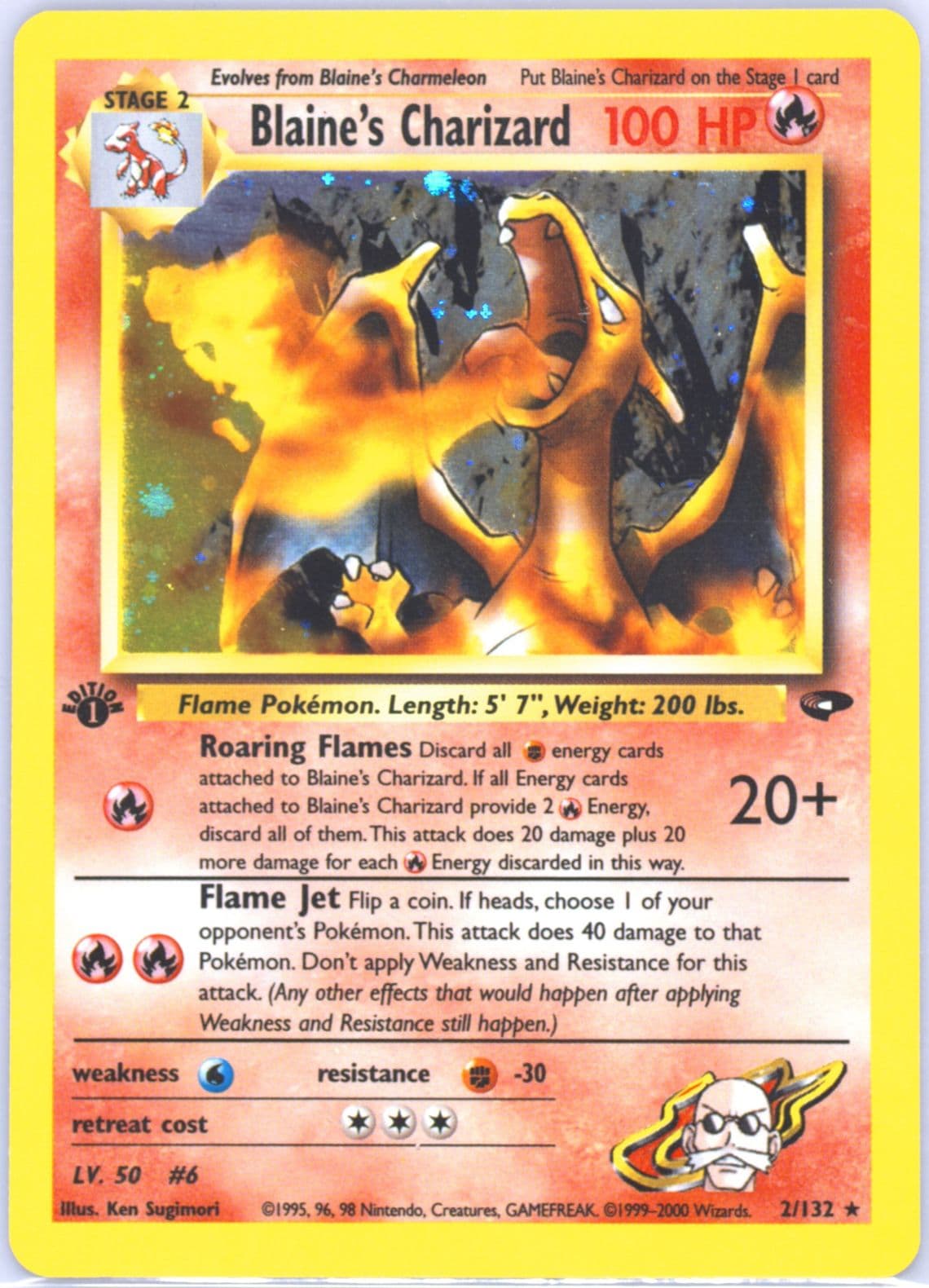 Blaine's Charizard Holo-1st Edition (2) 2000 Pokemon Gym Challenge