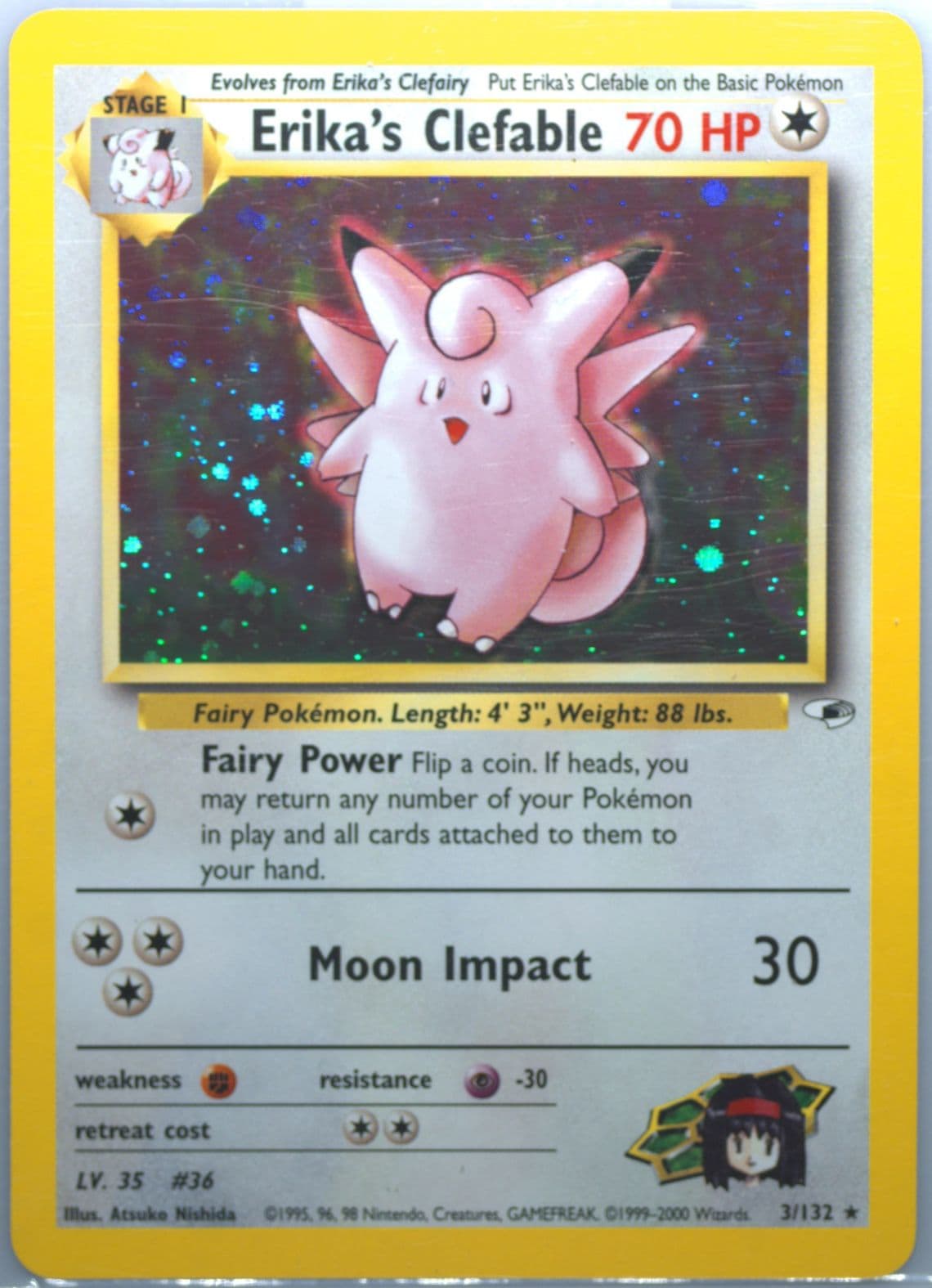 Erika's Clefable Holo (3) 2000 Pokemon Gym Heroes