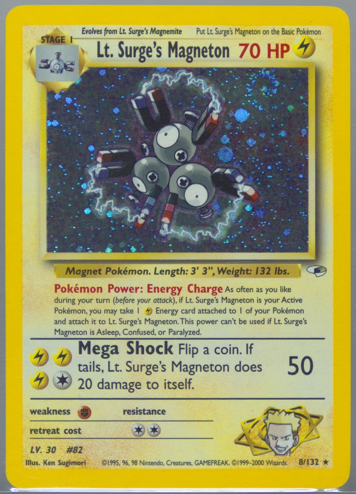 LT. Surge's Magneton Holo (8) 2000 Pokemon Gym Heroes