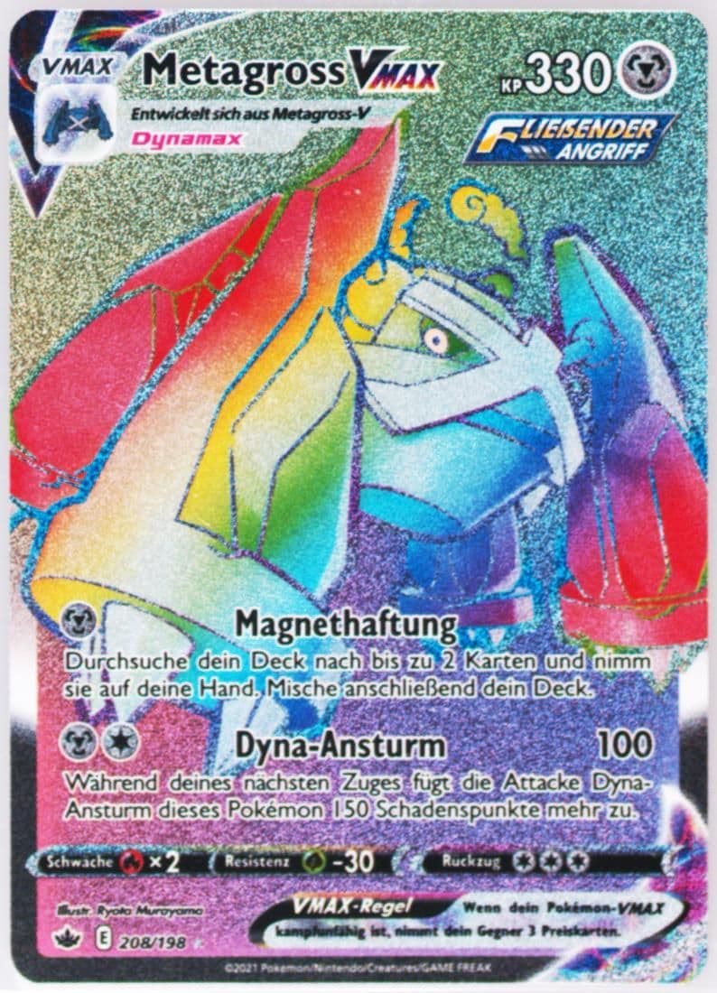 Full Art/Metagross Vmax German-Secret (208) 2021 Pokemon Sword & Shield Chilling Reign