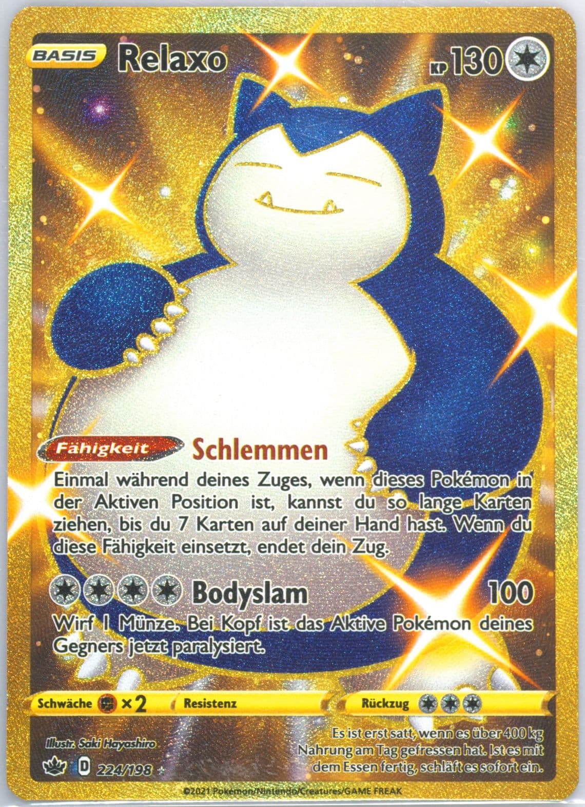 Full Art/Relaxo German-Secret (224) 2021 Pokemon Sword & Shield Chilling Reign