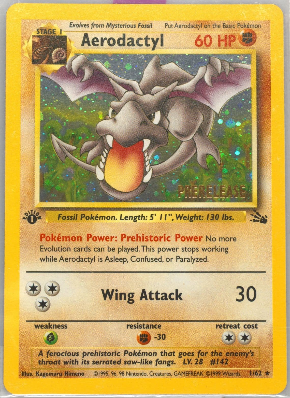 Aerodactyl-Holo 1st Edition-Prerelease-Cosmos (1) 1999 Pokemon Fossil
