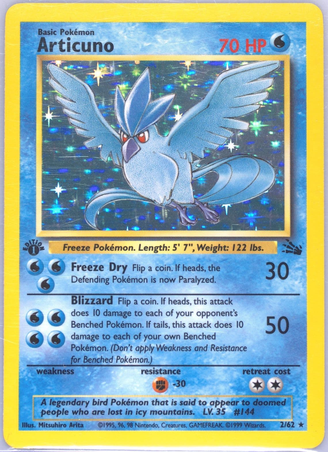 Articuno-Holo 1st Edition (2) 1999 Pokemon Fossil
