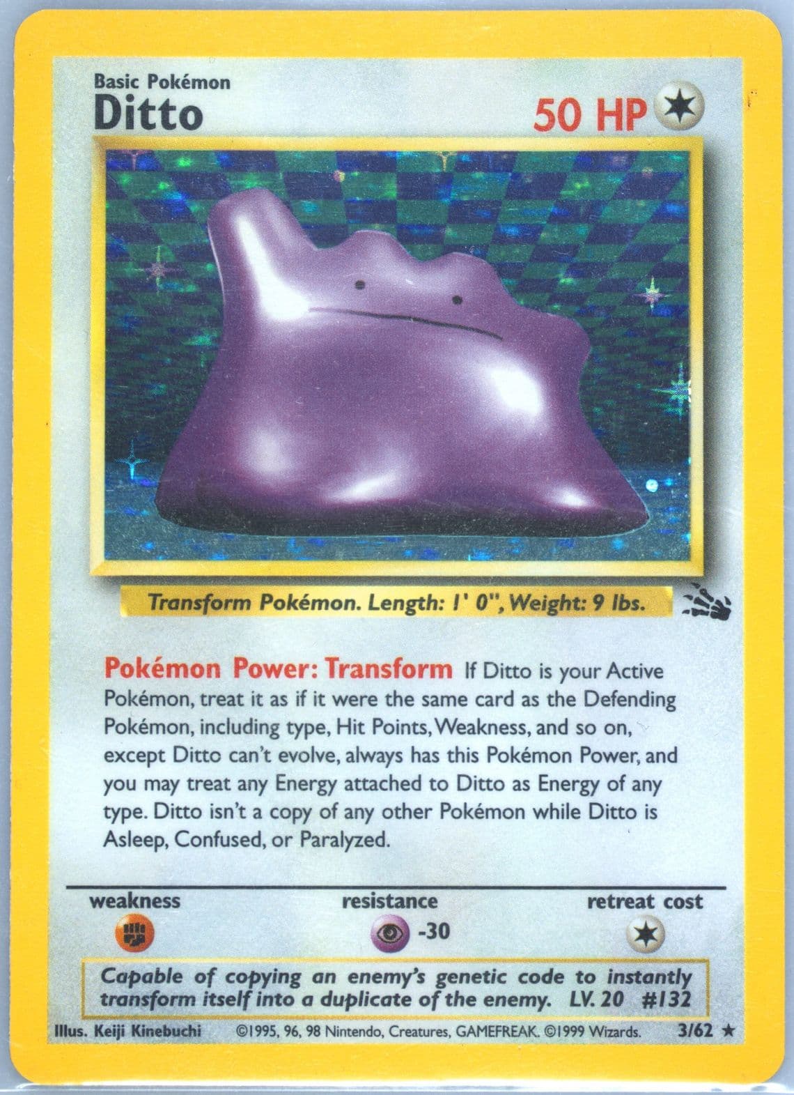 Ditto-Holo (3) 1999 Pokemon Fossil