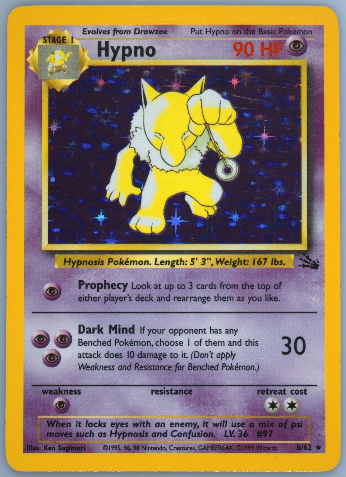Hypno-Holo (8) 1999 Pokemon Fossil