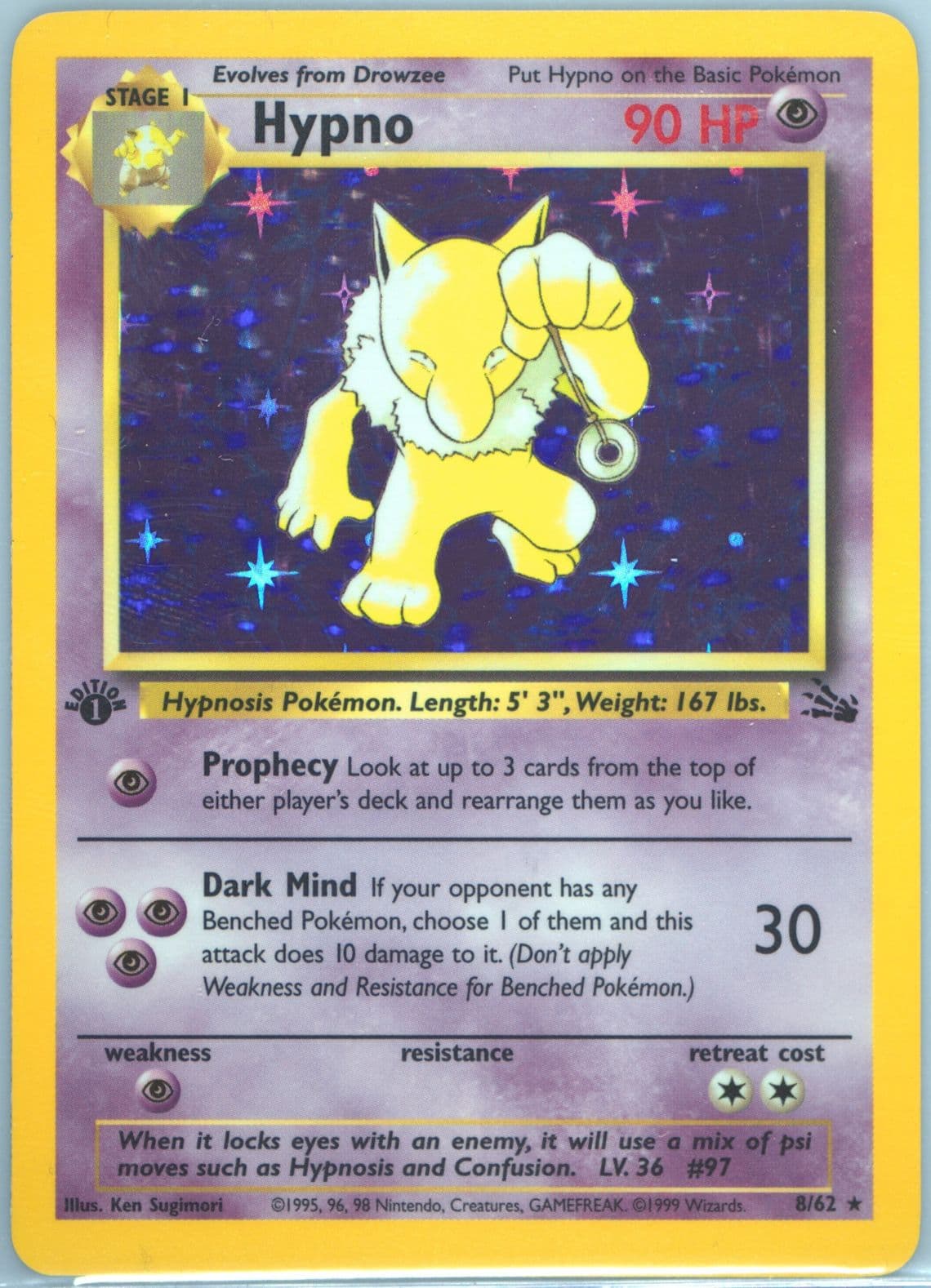 Hypno-Holo 1st Edition (8) 1999 Pokemon Fossil