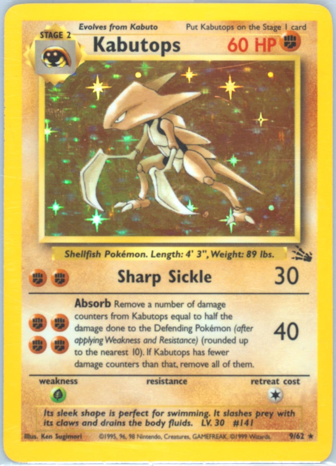 Kabutops-Holo (9) 1999 Pokemon Fossil
