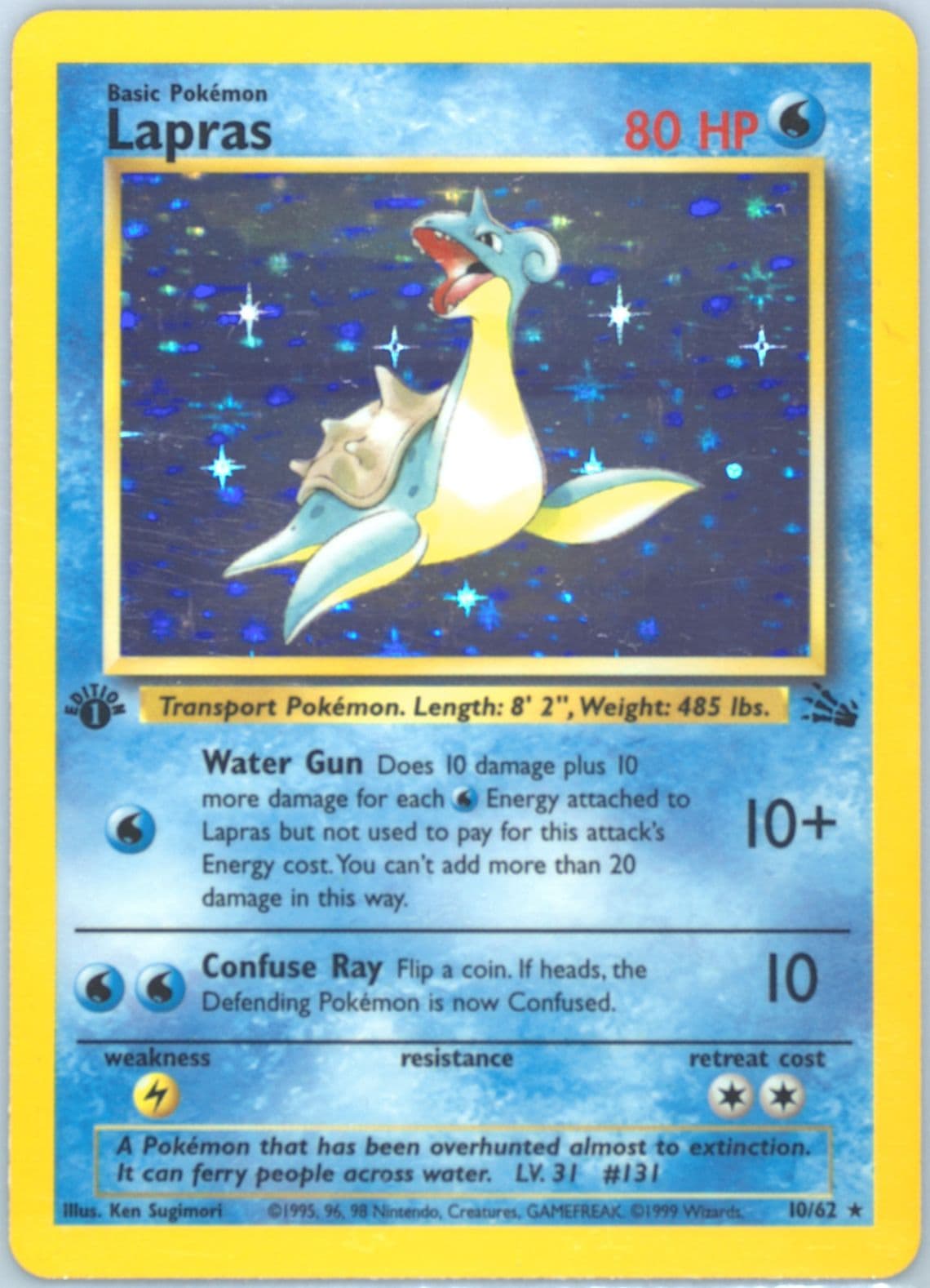 Lapras-Holo 1st Edition (10) 1999 Pokemon Fossil