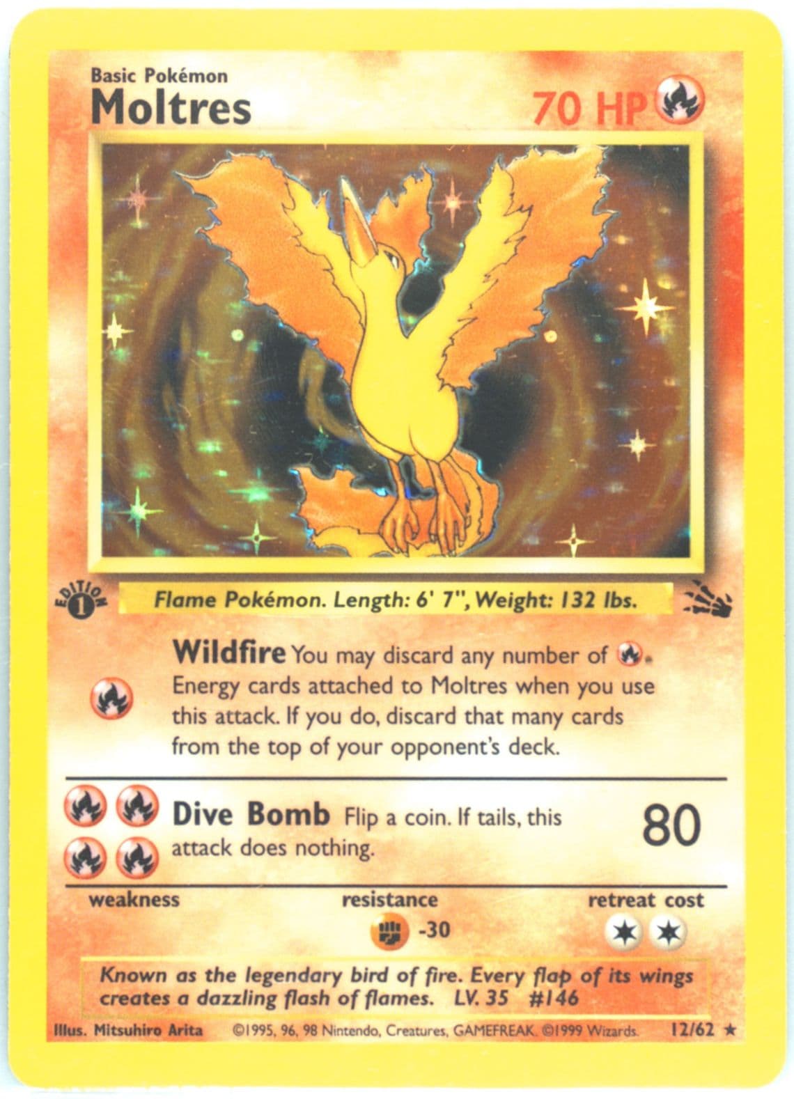 Moltres-Holo 1st Edition (12) 1999 Pokemon Fossil