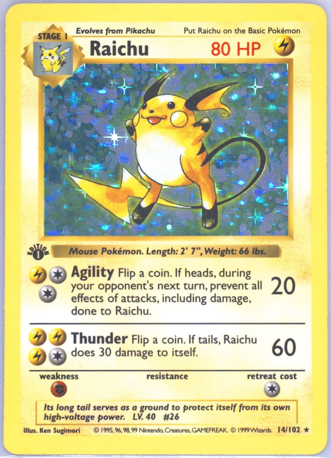 Raichu-Holo 1st Edition (14) 1999 Pokemon Game