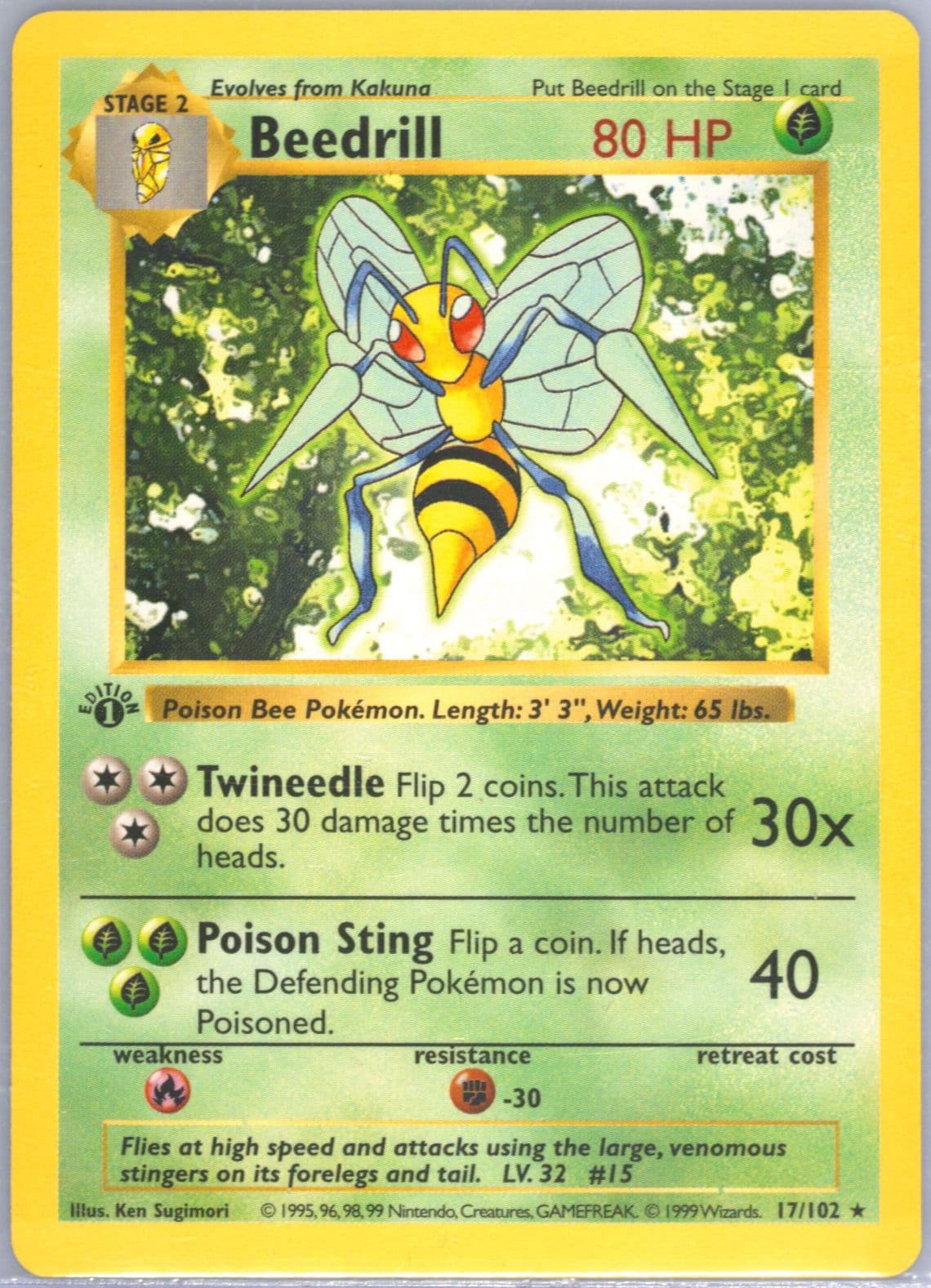Beedrill 1st Edition (17) 1999 Pokemon Game