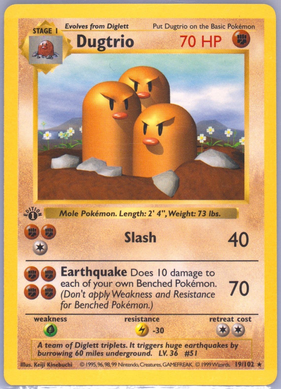 Dugtrio 1st Edition (19) 1999 Pokemon Game