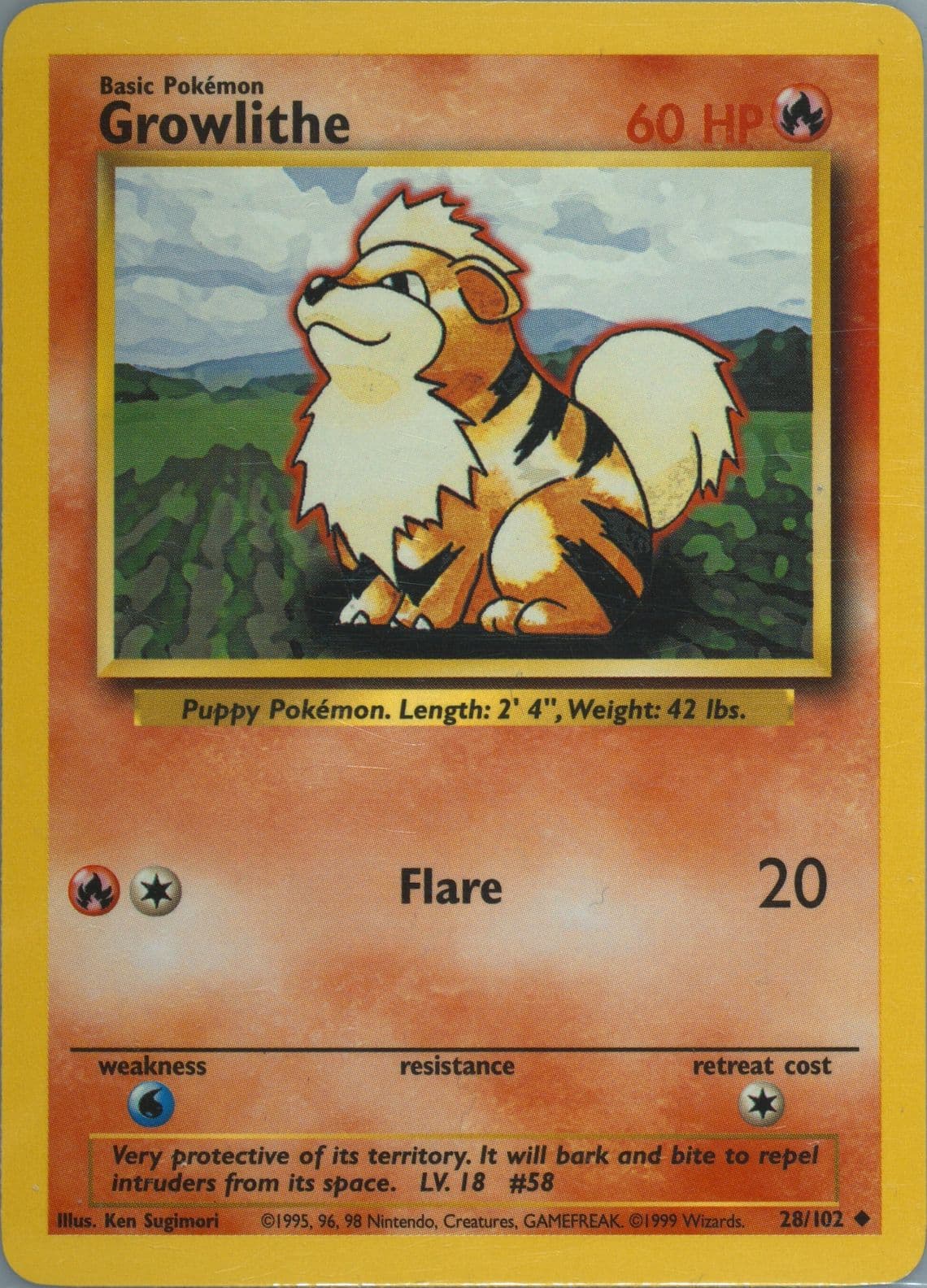 Growlithe (28) 1999 Pokemon Game
