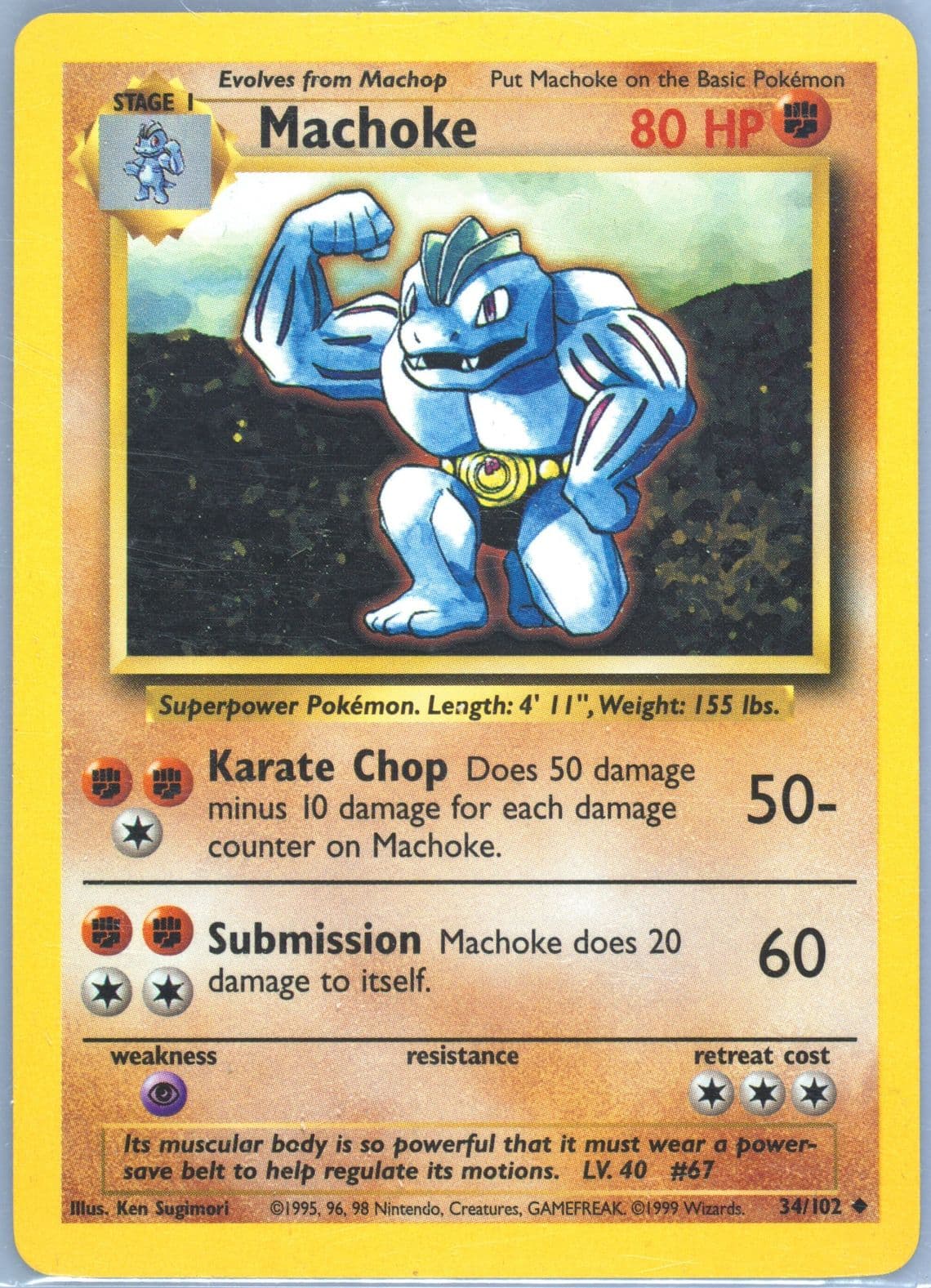 Machoke (34) 1999 Pokemon Game