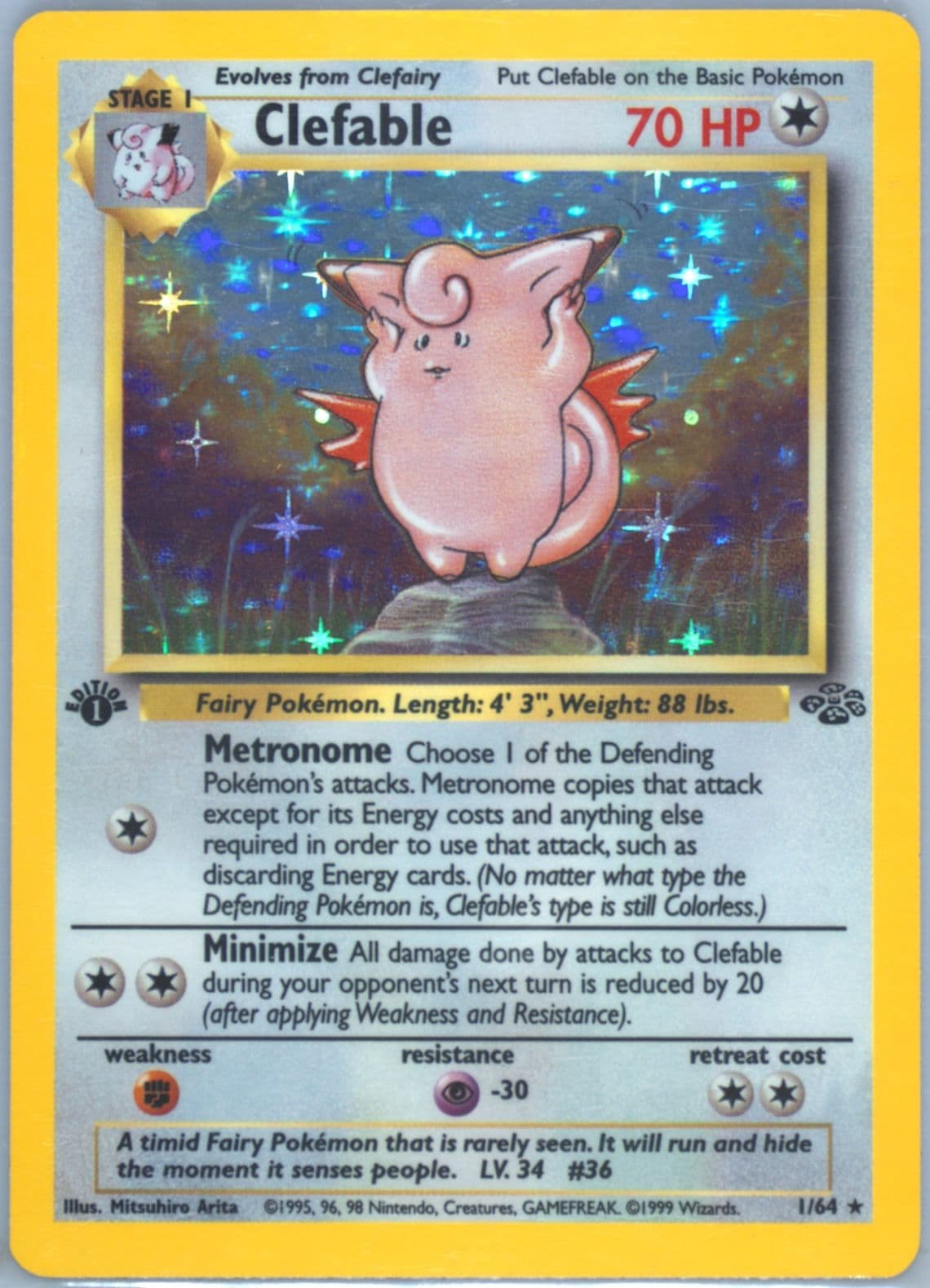 Clefable-Holo 1st Edition (1) 1999 Pokemon Jungle