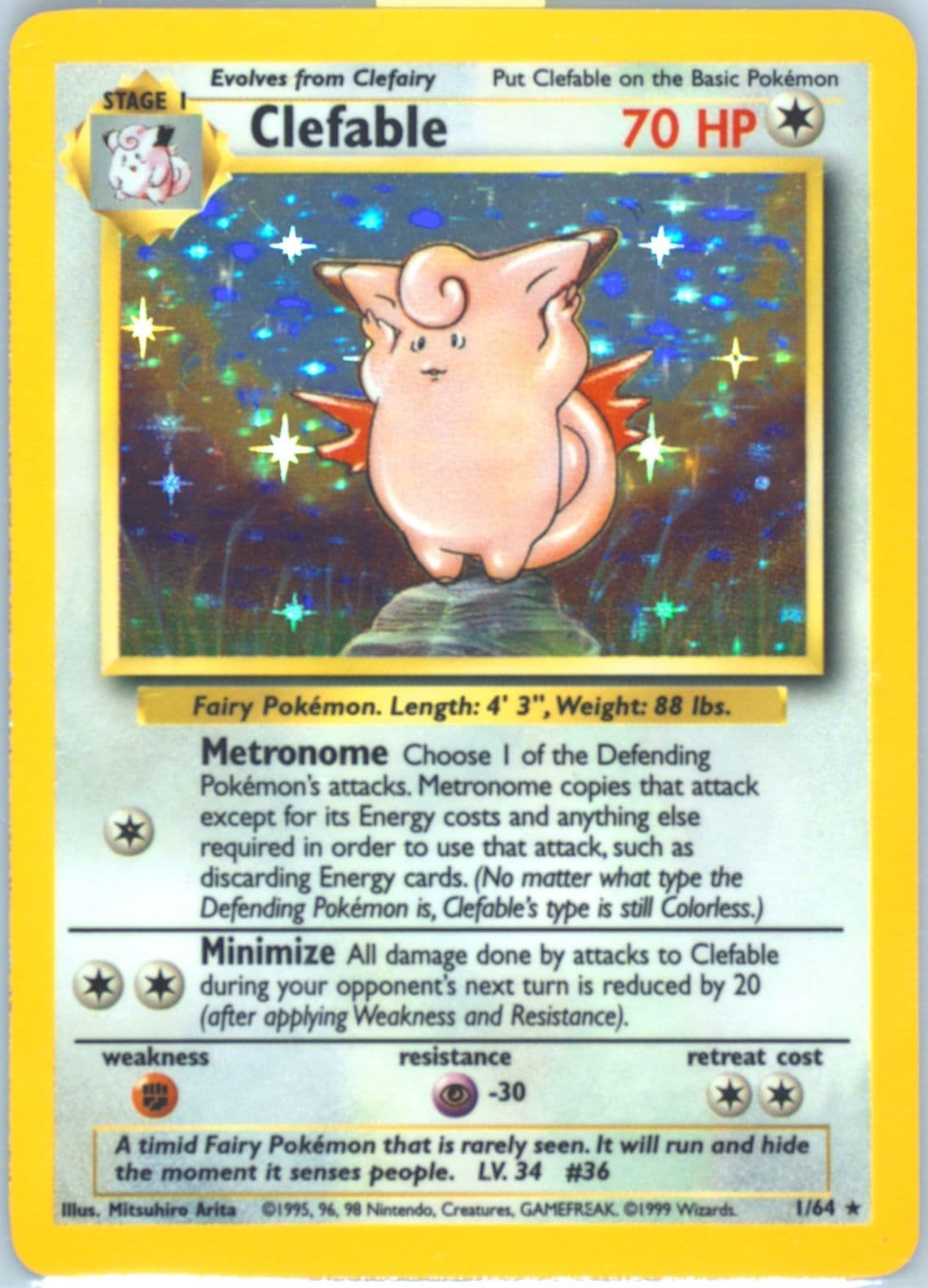 Clefable-Holo No Symbol (1) 1999 Pokemon Jungle