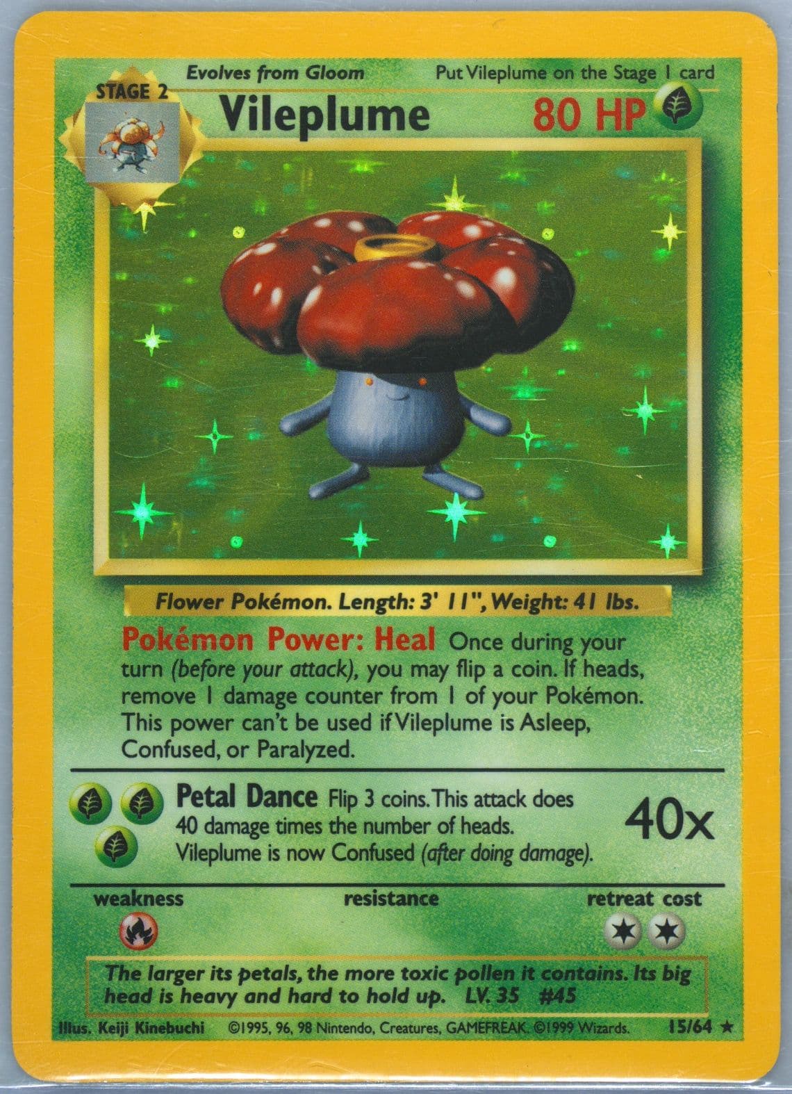Vileplume-Holo No Symbol (15) 1999 Pokemon Jungle