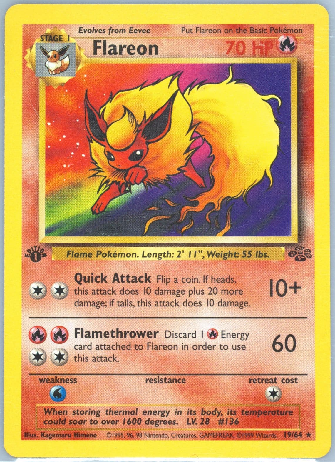 Flareon 1st Edition (19) 1999 Pokemon Jungle