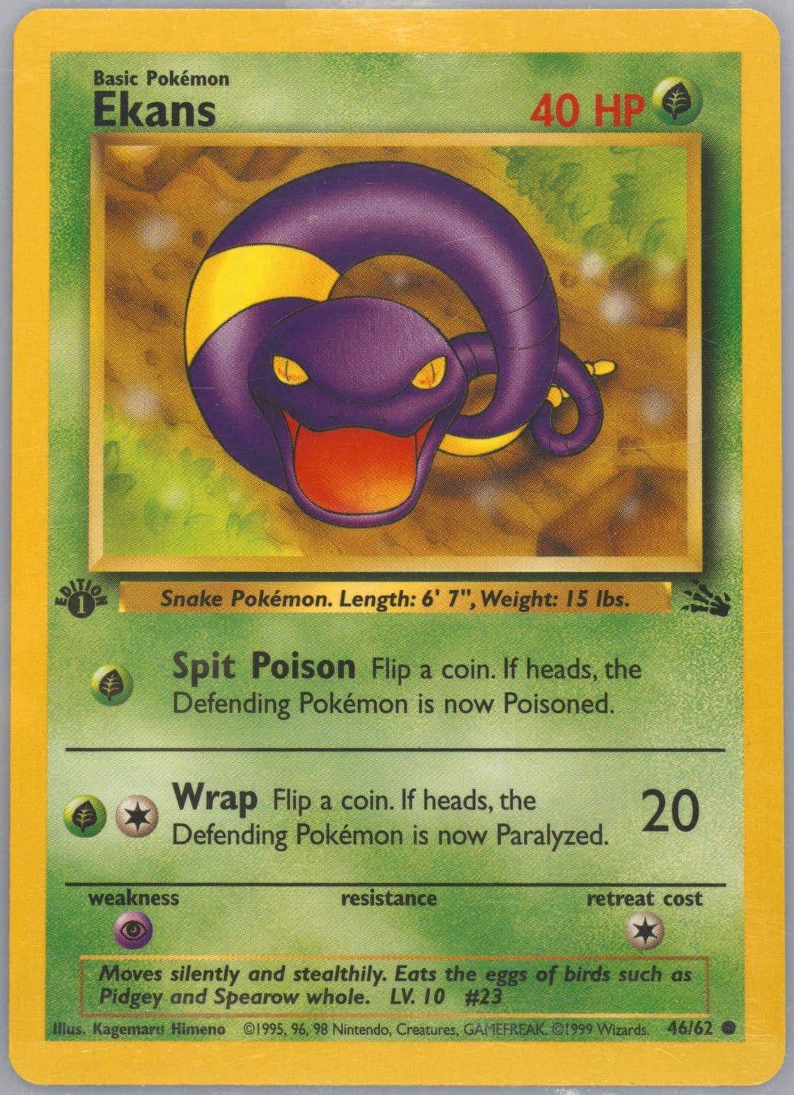 Ekans 1st Edition (46) 1999 Pokemon Fossil