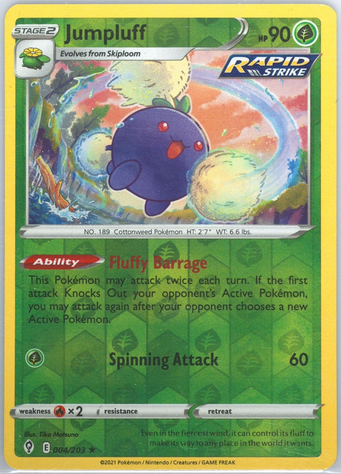 Jumpluff-Reverse Foil (004) 2021 Pokemon Sword & Shield Evolving Skies
