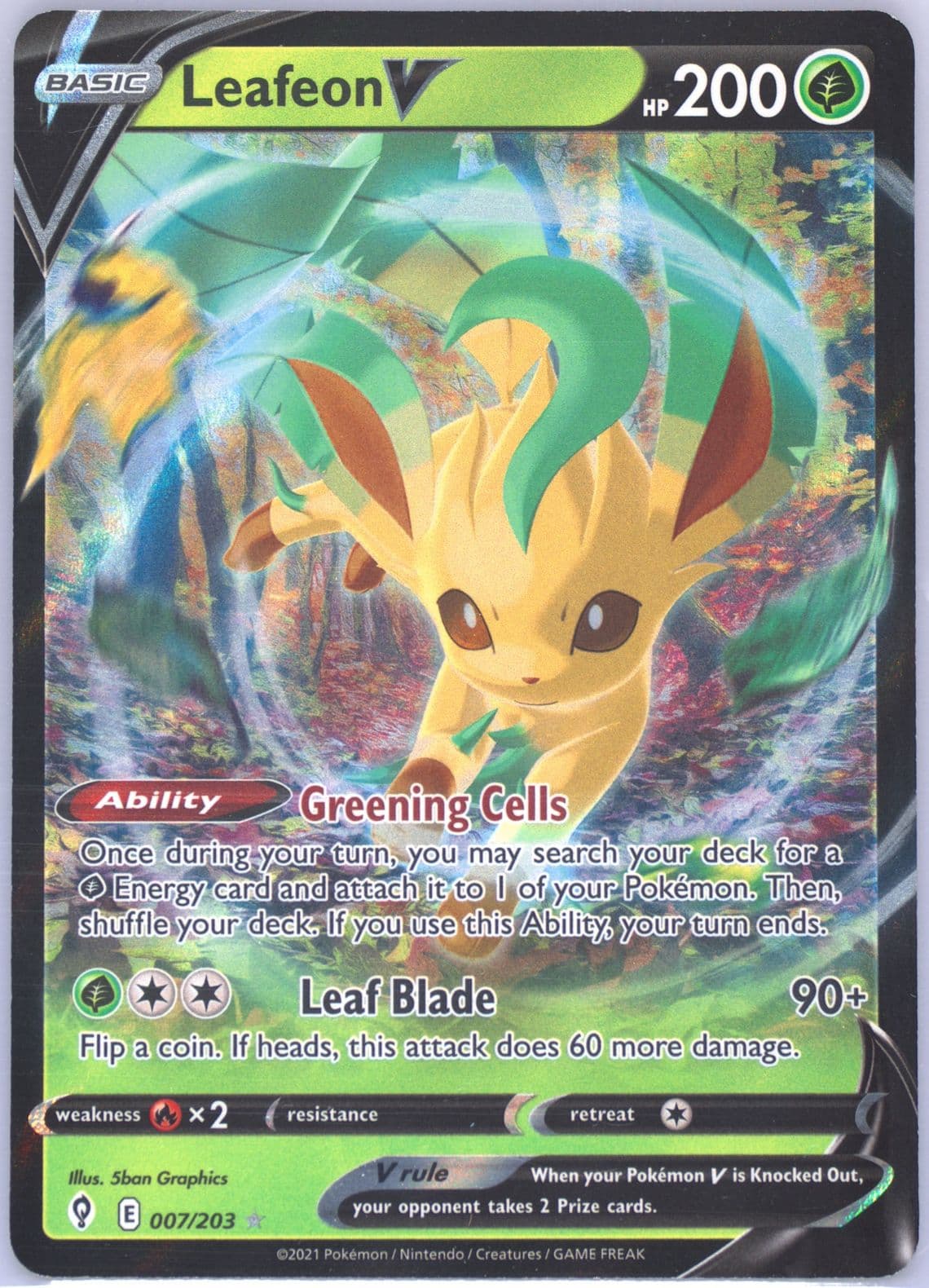 Leafeon V (007) 2021 Pokemon Sword & Shield Evolving Skies