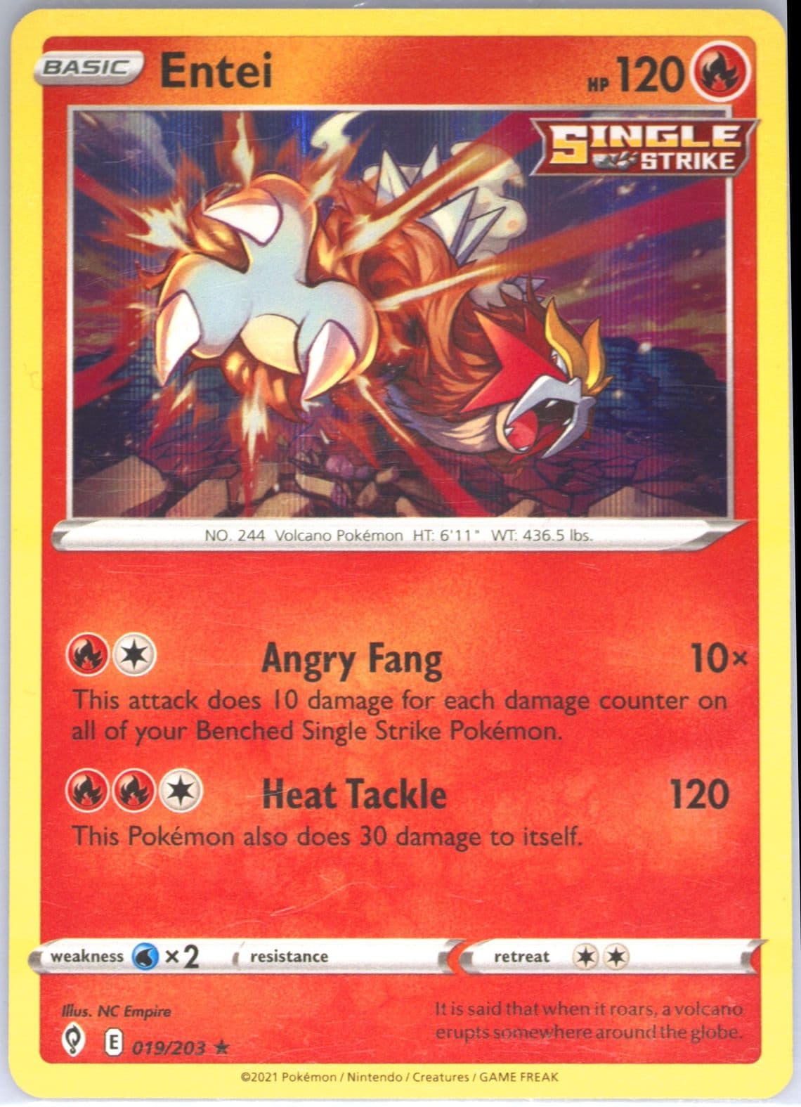 Entei-Holo (019) 2021 Pokemon Sword & Shield Evolving Skies