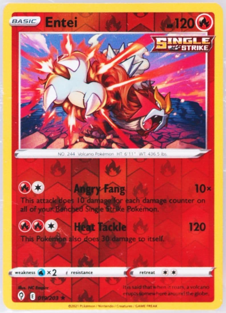 Entei-Reverse Foil (019) 2021 Pokemon Sword & Shield Evolving Skies