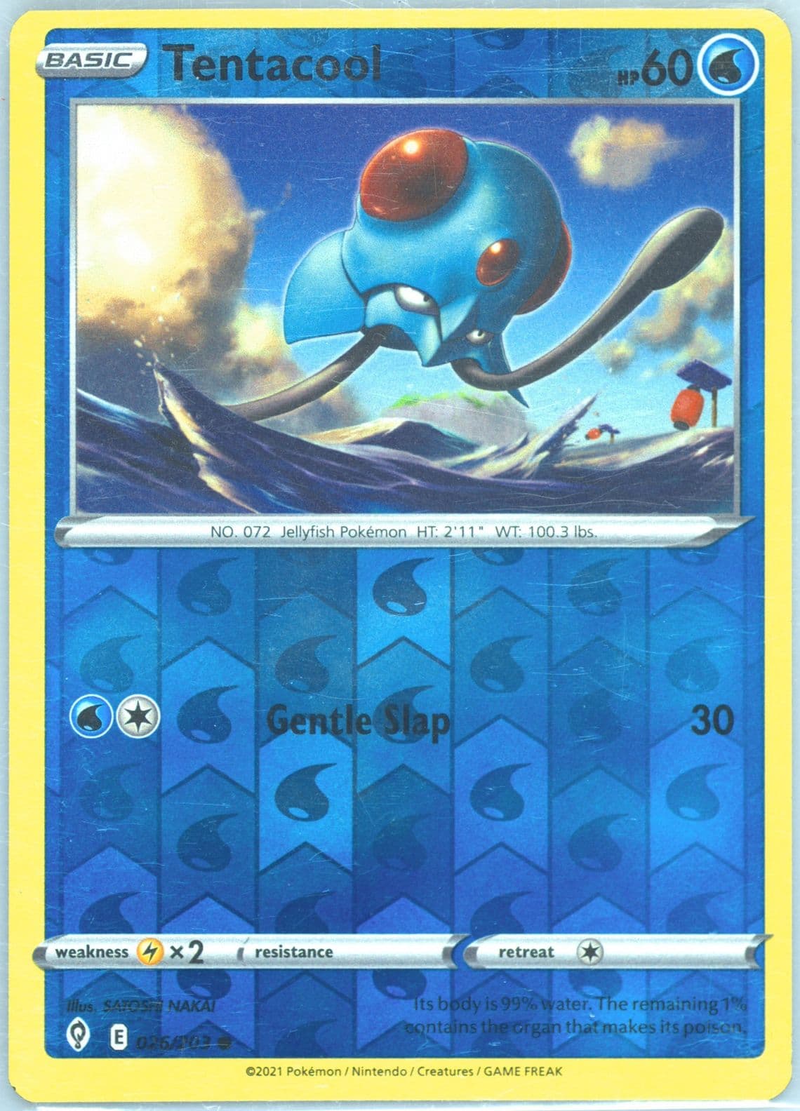 Tentacool-Reverse Foil (026) 2021 Pokemon Sword & Shield Evolving Skies