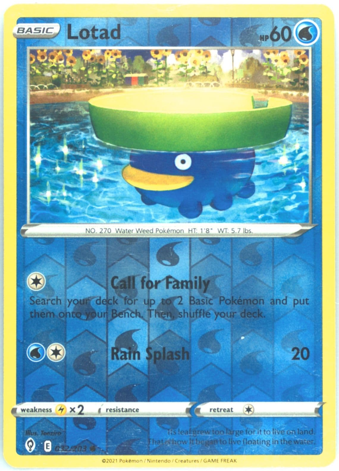 Lotad-Reverse Foil (032) 2021 Pokemon Sword & Shield Evolving Skies