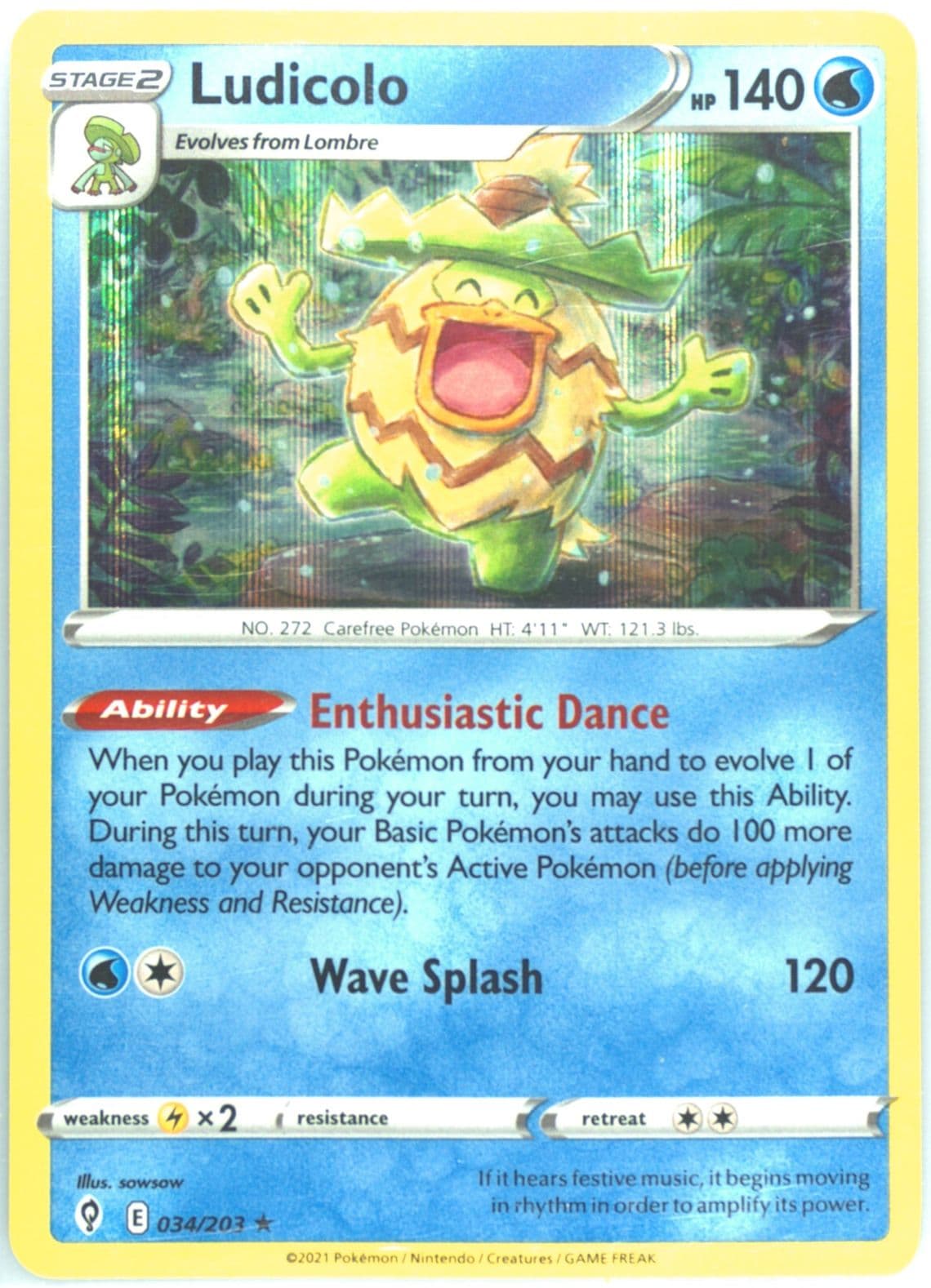 Ludicolo-Holo (034) 2021 Pokemon Sword & Shield Evolving Skies