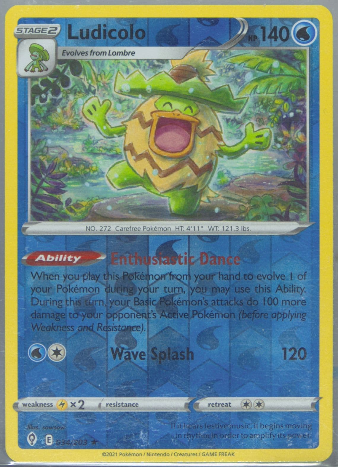 Ludicolo-Reverse Foil (034) 2021 Pokemon Sword & Shield Evolving Skies
