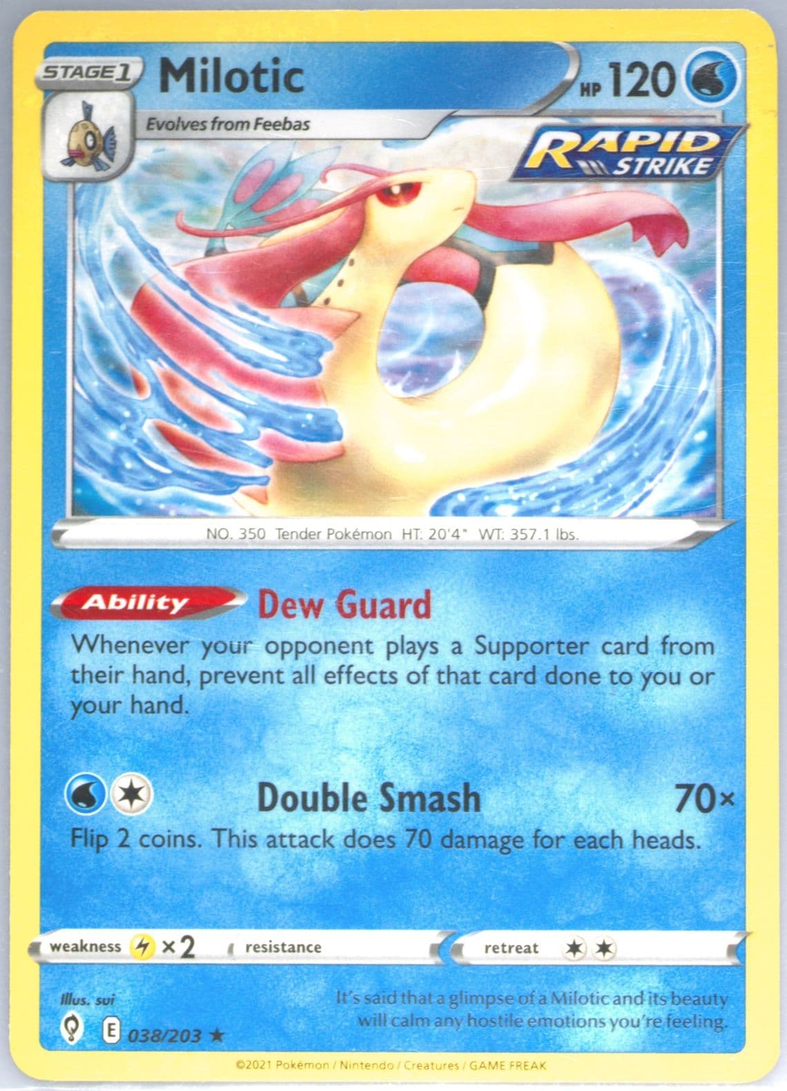 Milotic (038) 2021 Pokemon Sword & Shield Evolving Skies