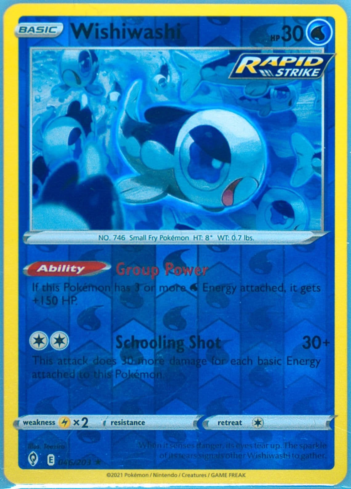 Wishiwashi-Reverse Foil (046) 2021 Pokemon Sword & Shield Evolving Skies