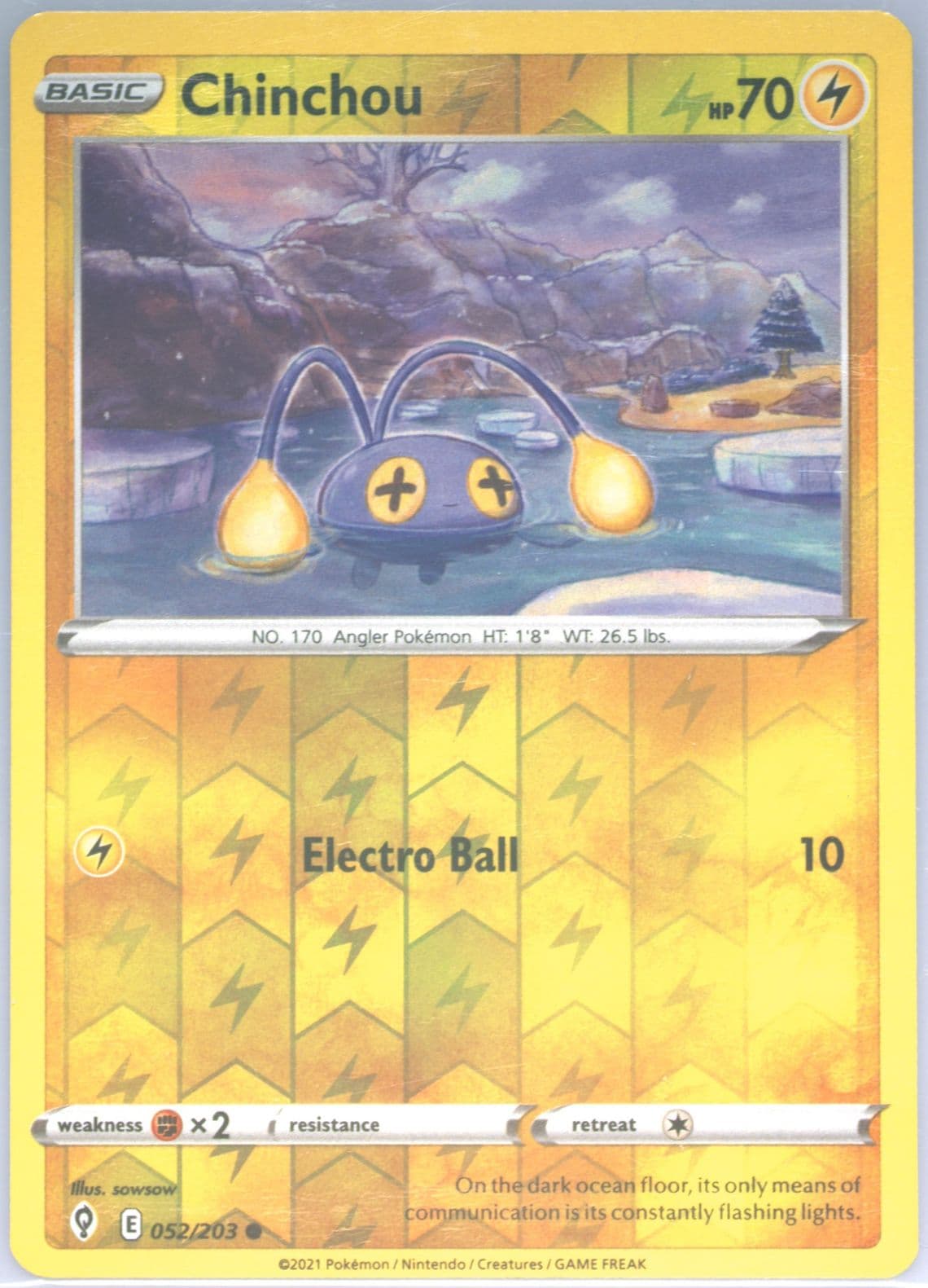 Chinchou-Reverse Foil (052) 2021 Pokemon Sword & Shield Evolving Skies
