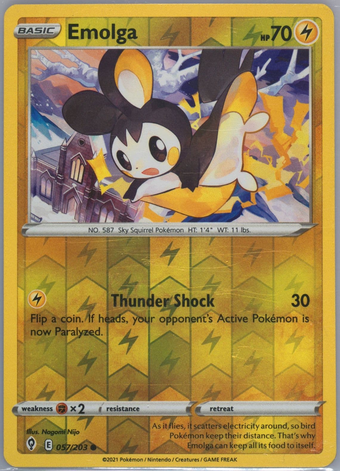 Emolga-Reverse Foil (057) 2021 Pokemon Sword & Shield Evolving Skies
