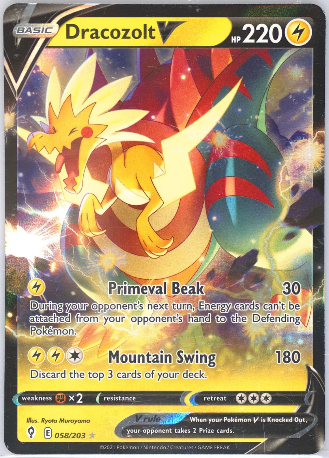 Dracozolt V (058) 2021 Pokemon Sword & Shield Evolving Skies