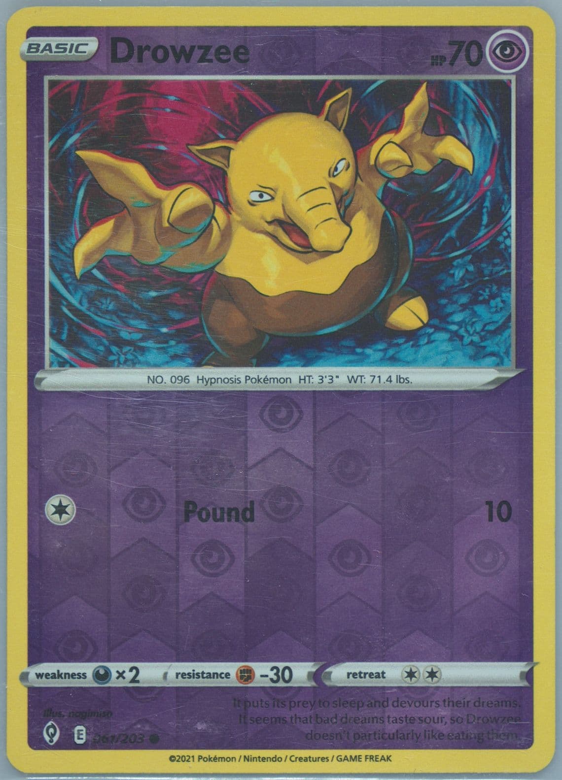 Drowzee-Reverse Foil (061) 2021 Pokemon Sword & Shield Evolving Skies