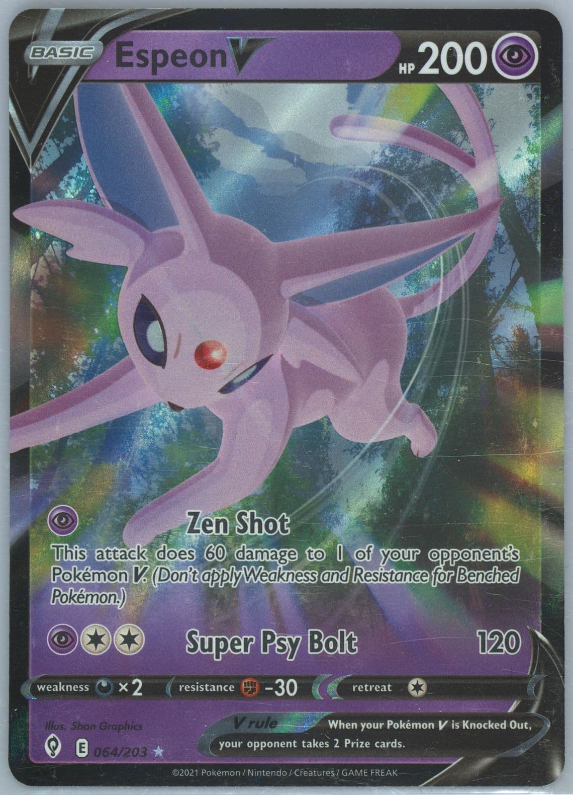 Espeon V (064) 2021 Pokemon Sword & Shield Evolving Skies