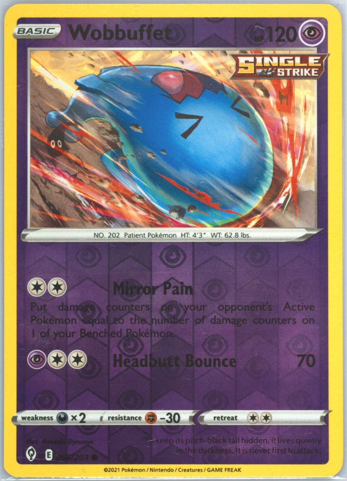 Wobbuffet-Reverse Foil (066) 2021 Pokemon Sword & Shield Evolving Skies