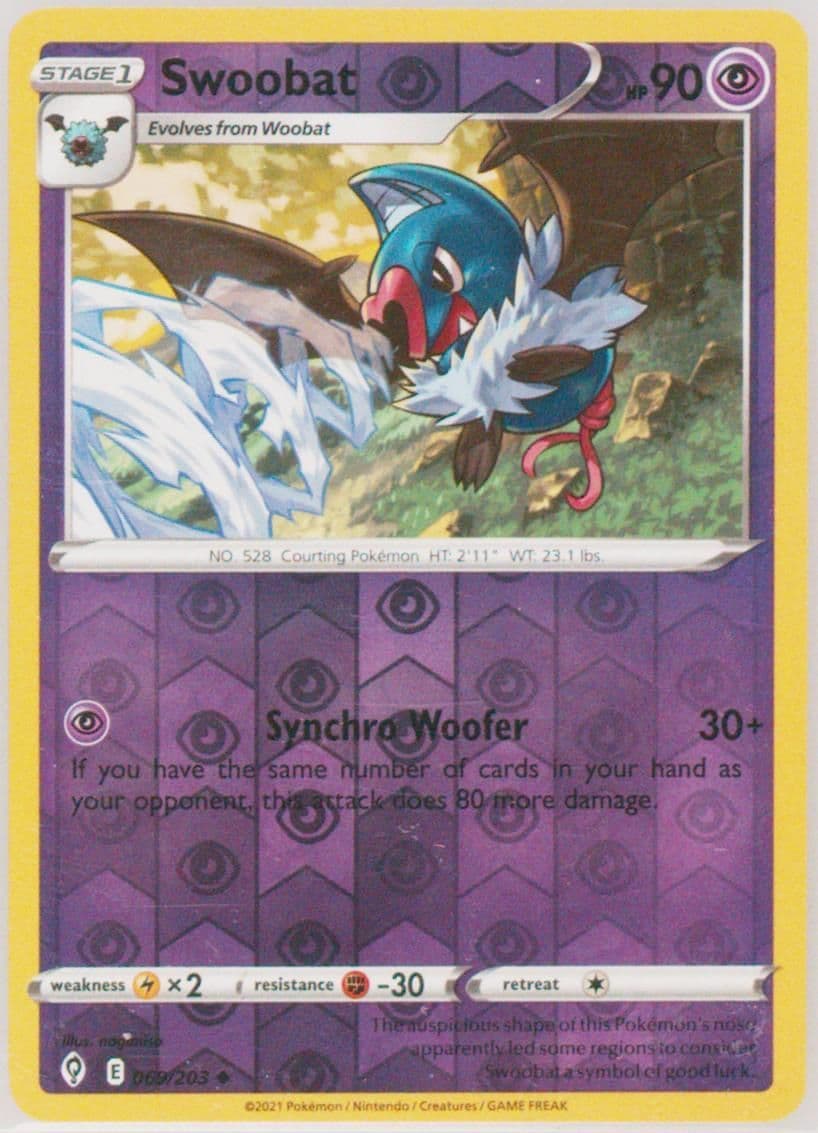 Swoobat-Reverse Foil (069) 2021 Pokemon Sword & Shield Evolving Skies