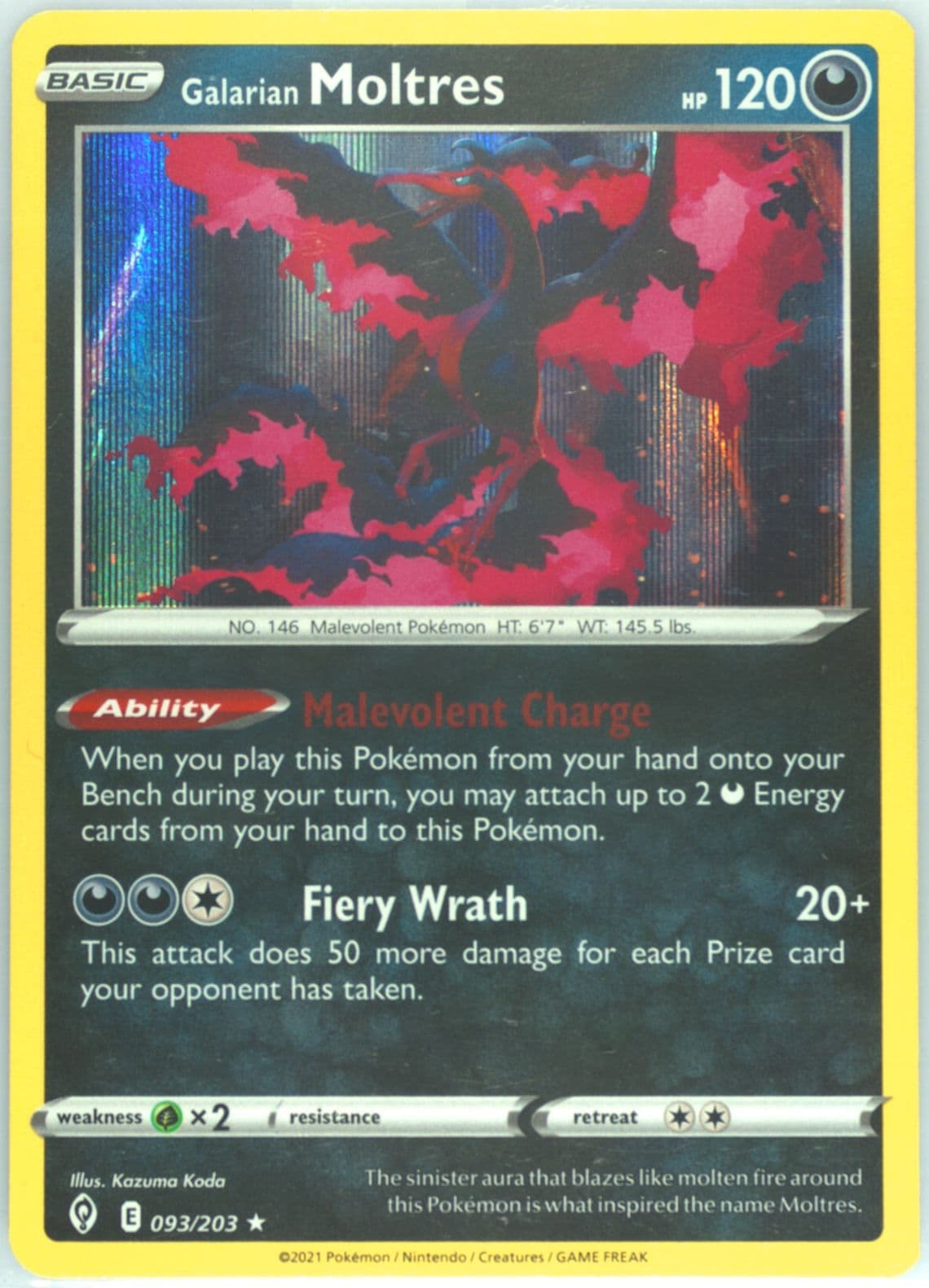 Galarian Moltres-Holo (093) 2021 Pokemon Sword & Shield Evolving Skies