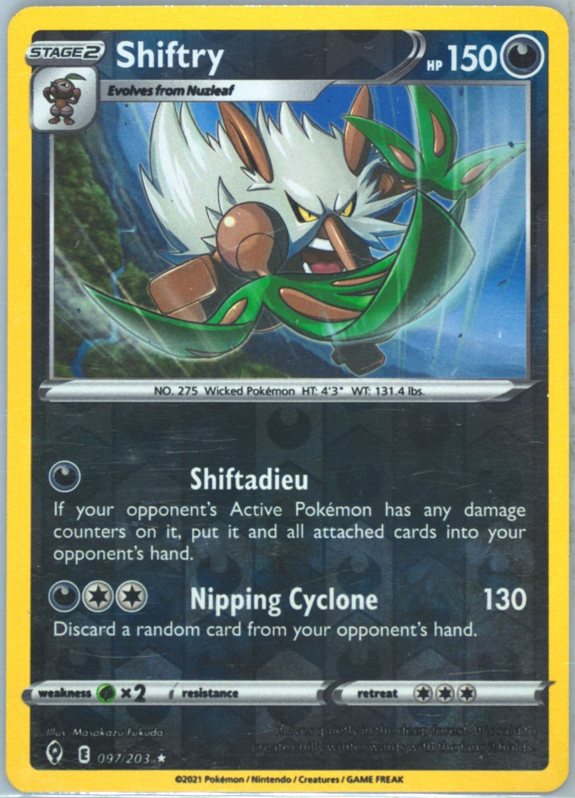 Shiftry-Reverse Foil (097) 2021 Pokemon Sword & Shield Evolving Skies