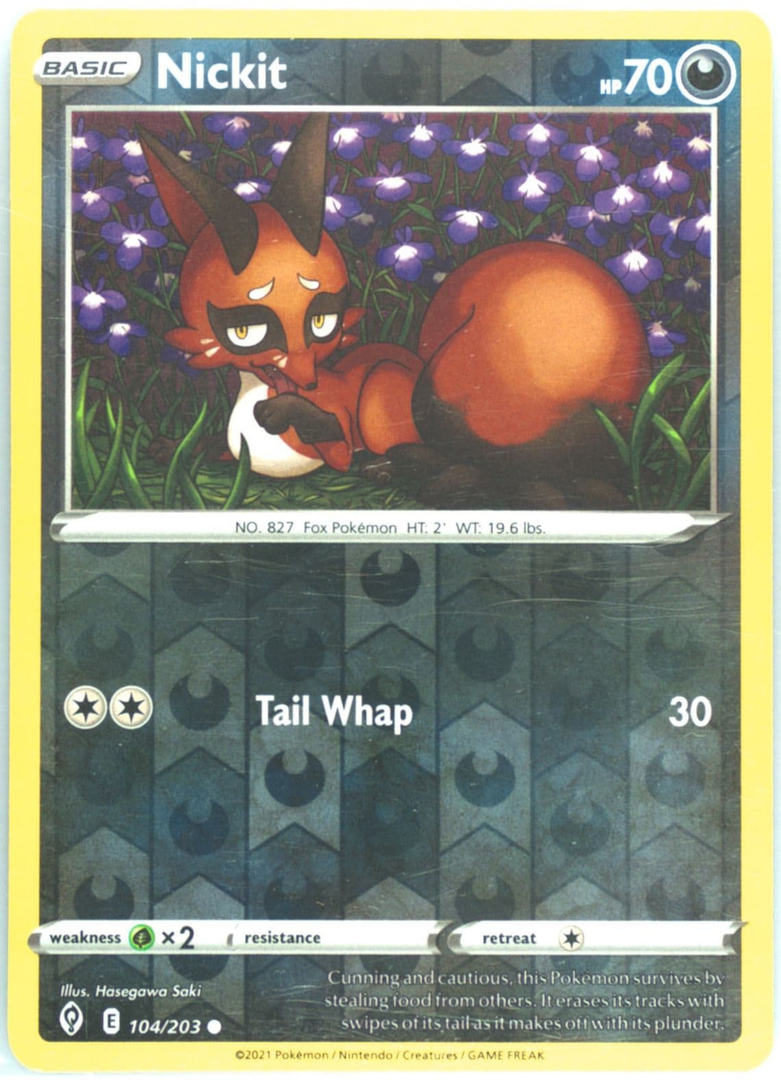 Nickit-Reverse Foil (104) 2021 Pokemon Sword & Shield Evolving Skies