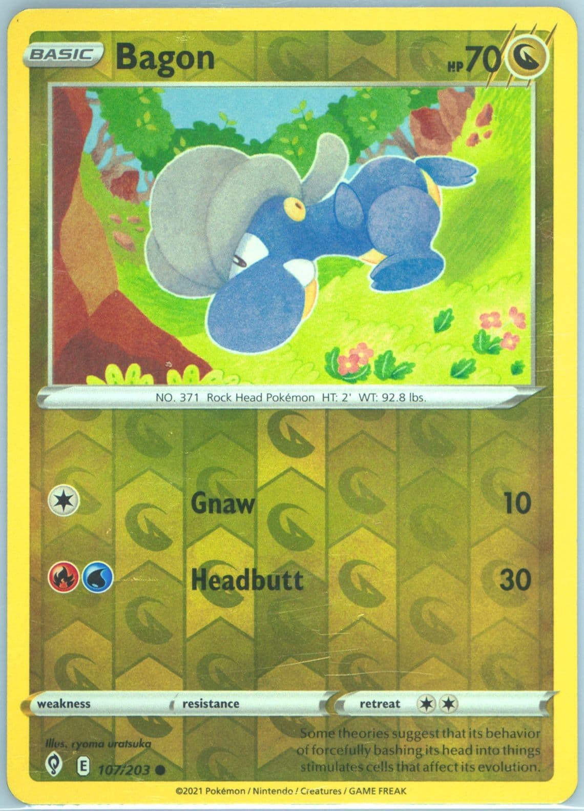 Bagon-Reverse Foil (107) 2021 Pokemon Sword & Shield Evolving Skies