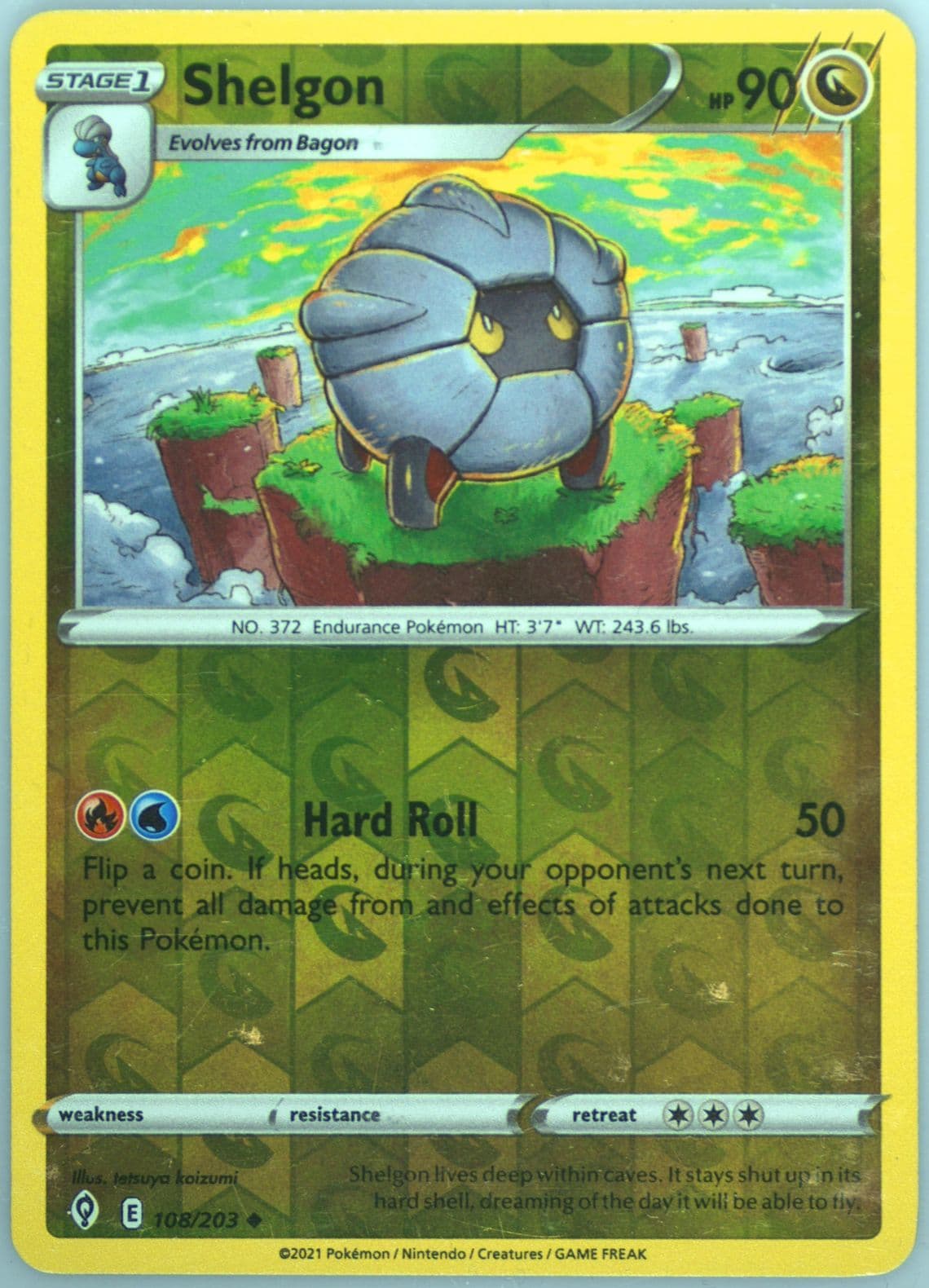 Shelgon-Reverse Foil (108) 2021 Pokemon Sword & Shield Evolving Skies