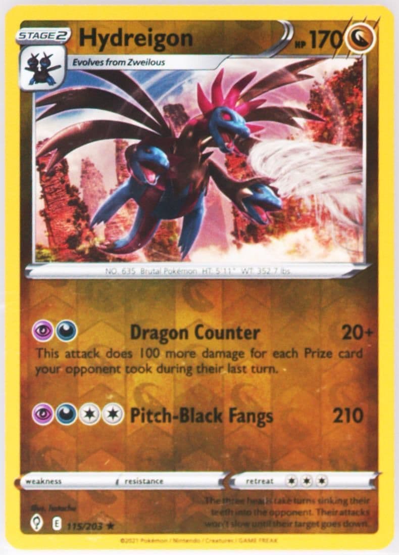 Hydreigon-Reverse Foil (115) 2021 Pokemon Sword & Shield Evolving Skies
