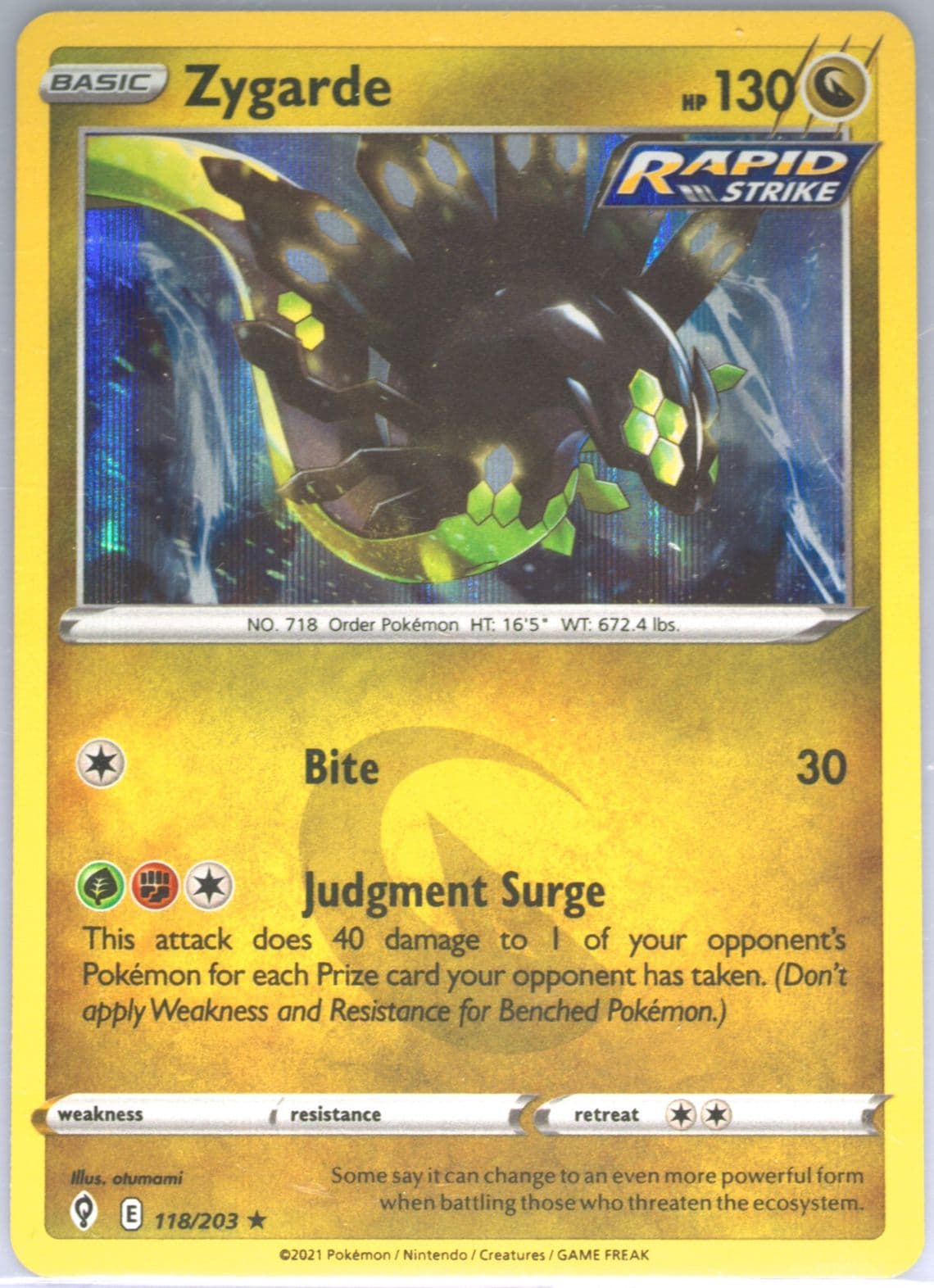 Zygarde-Holo (118) 2021 Pokemon Sword & Shield Evolving Skies